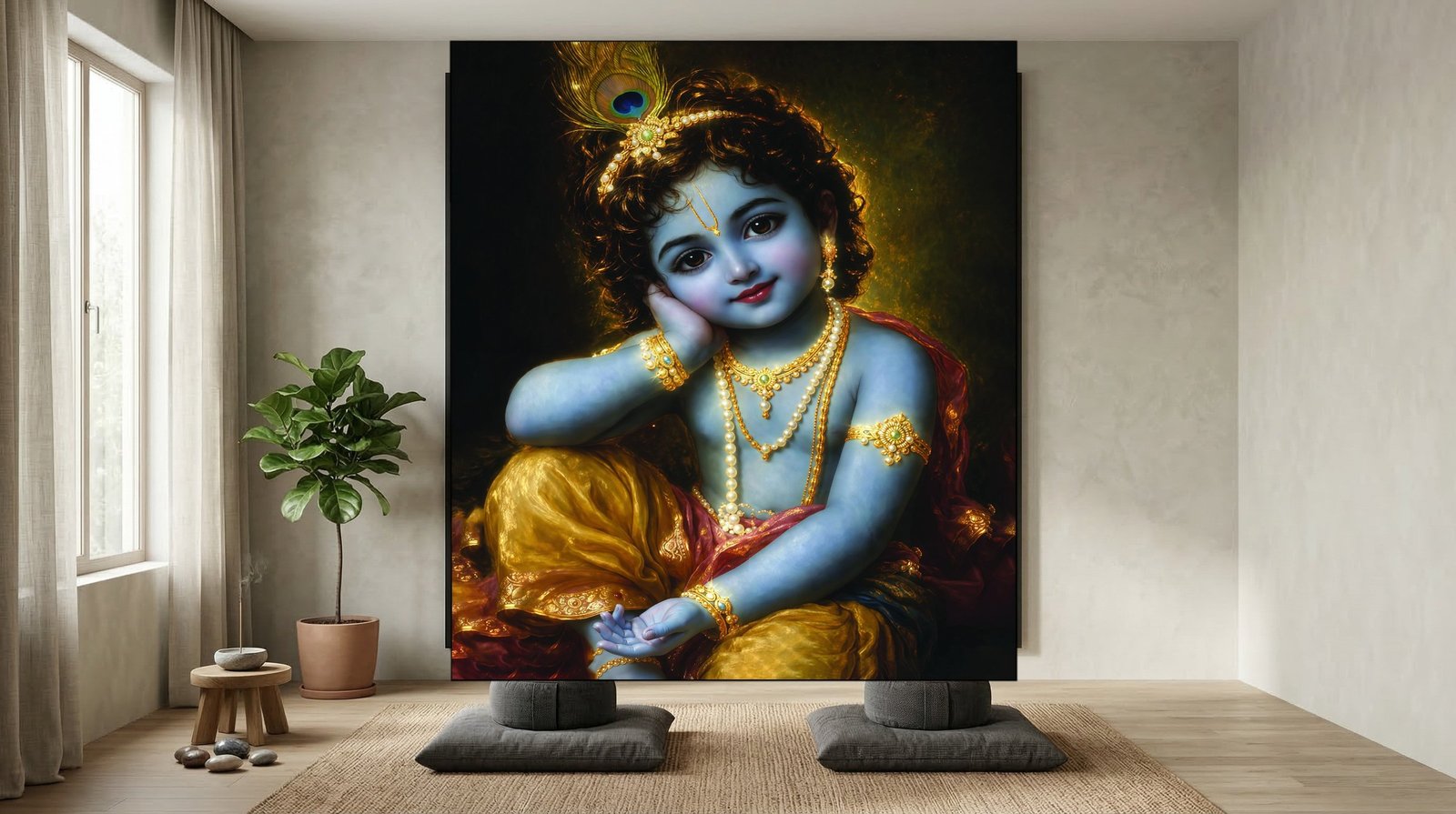 Bal Krishna Classic Portrait canvas wall art placement