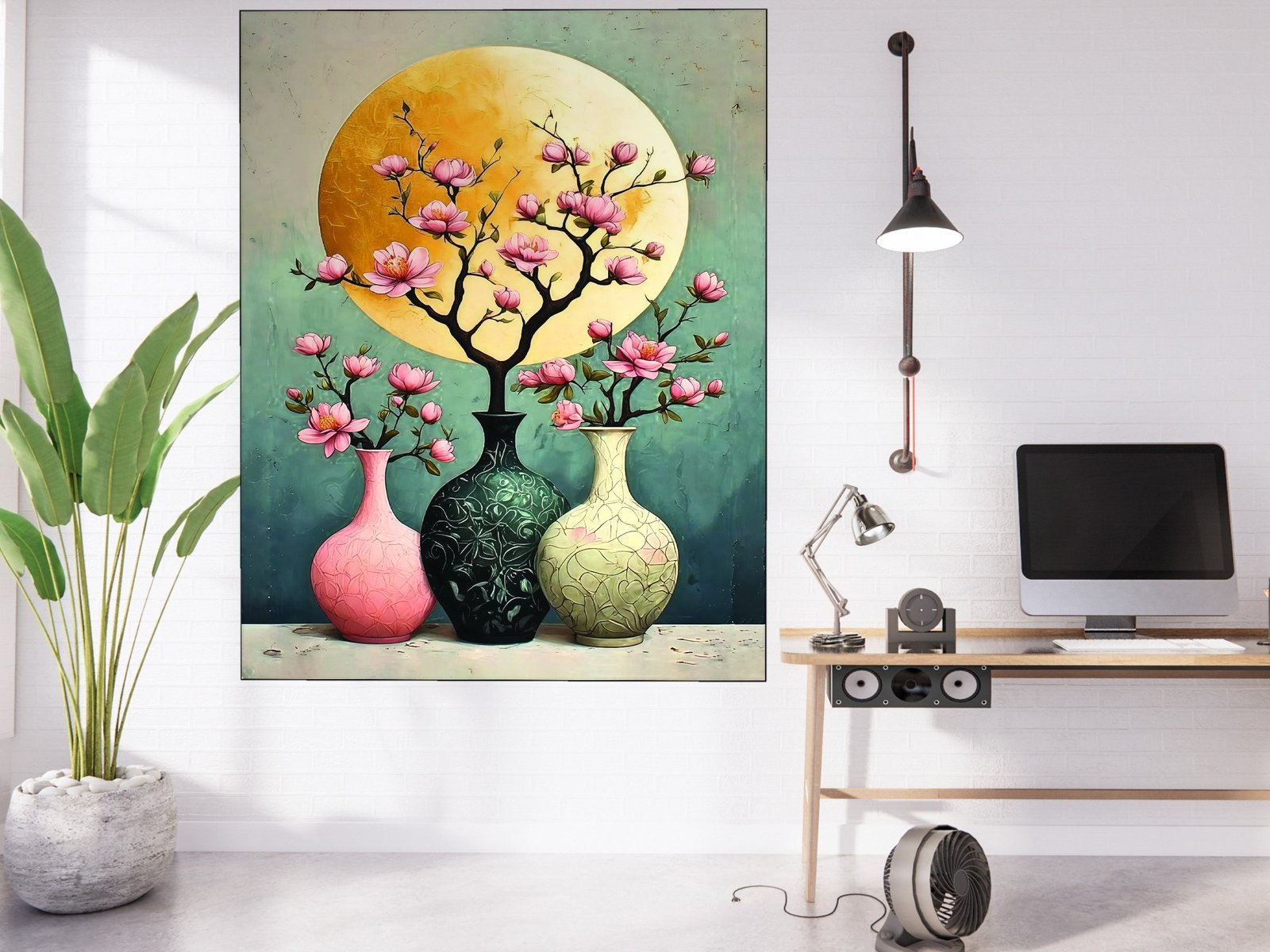Blossom Vases at Moonrise canvas wall art placement