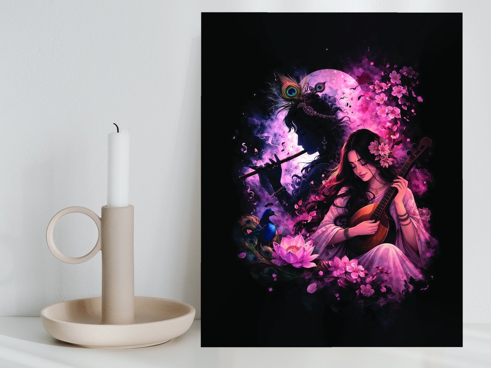 Veena Under Violet Moon framed canvas wall art