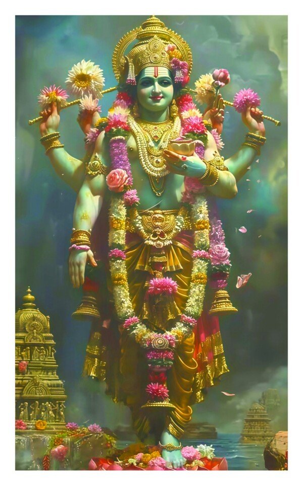 vishnu ji statue art canvas wall art