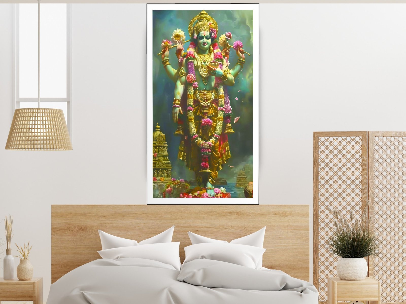 Vishnu Ji Statue Art canvas wall art placement
