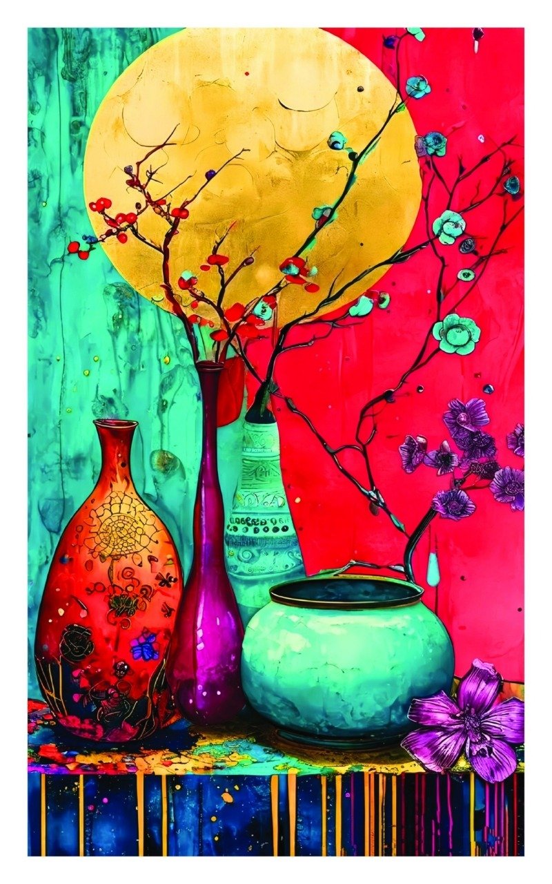 vibrant floral still life canvas wall art