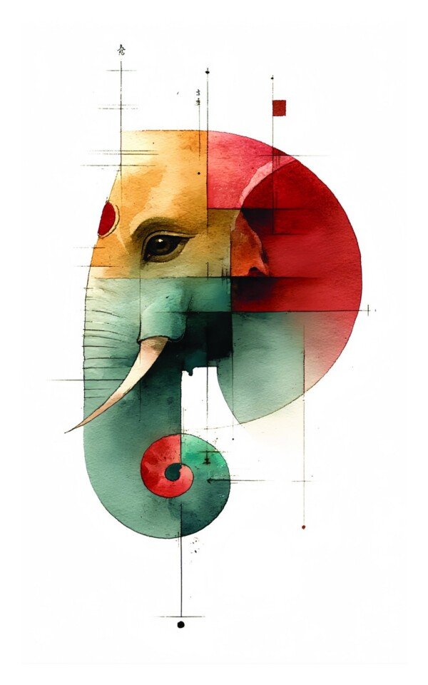 geometric elephant canvas wall art