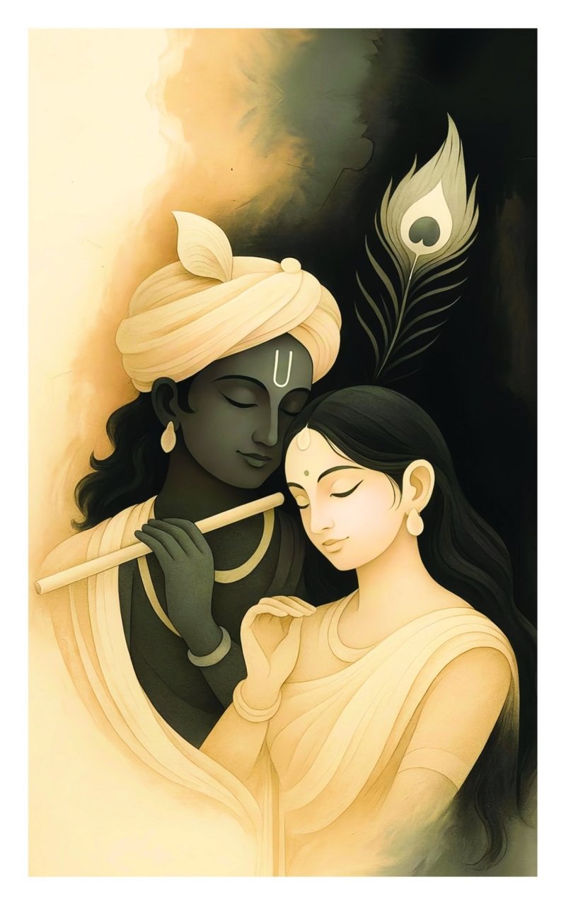 radha krishna love canvas wall art