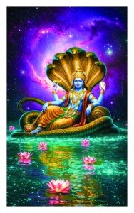 Vishnu On Snake Canvas Wall Art 3x4 Feet – Floating Frame – Premium Digital Canvas Print – Living Room & गृह आध्यात्मिक दीवार सजावट
