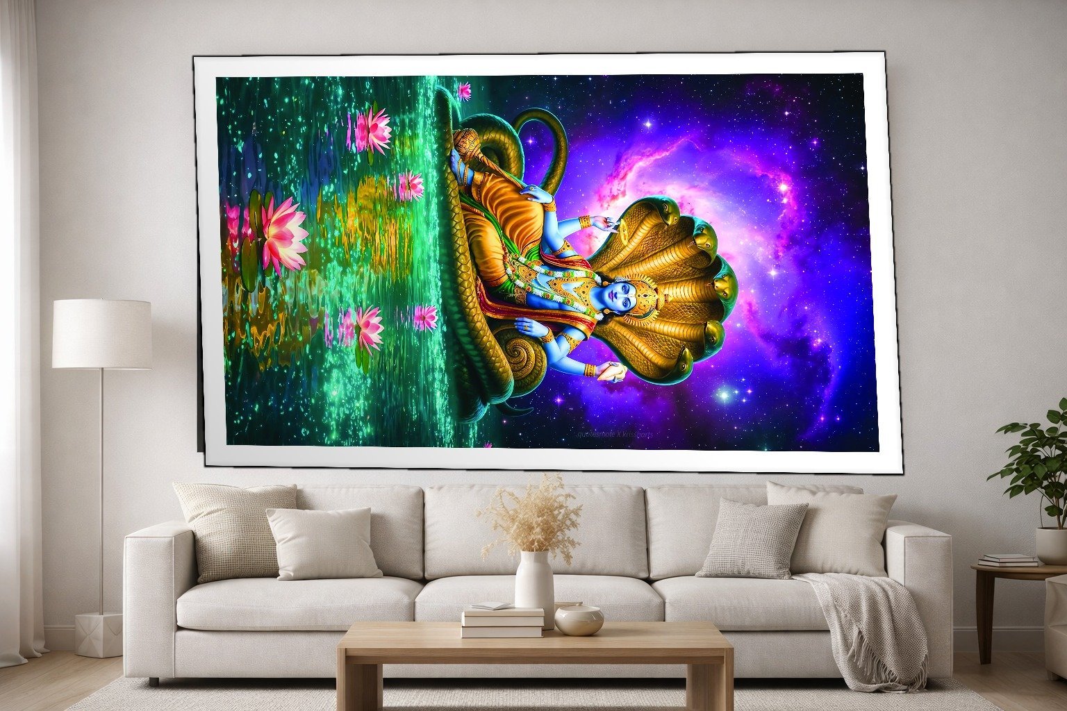 Vishnu On Snake canvas wall art placement