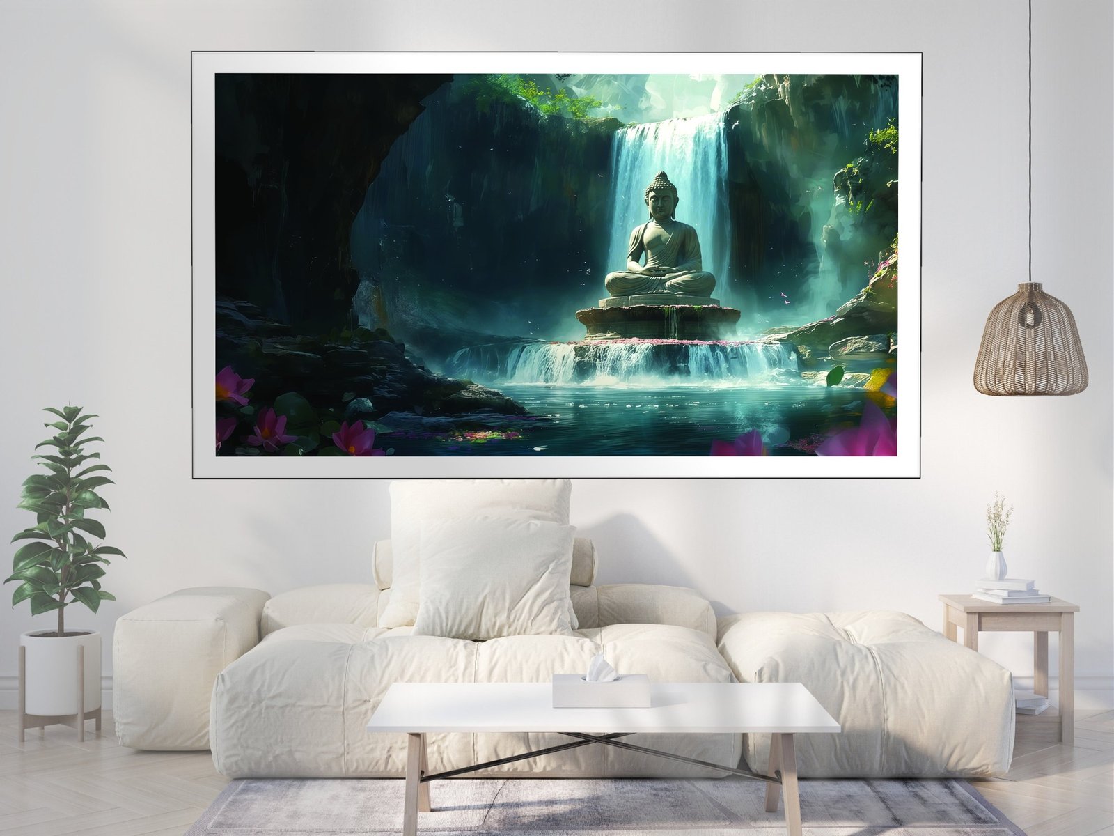 Serene Buddha Statue canvas wall art placement