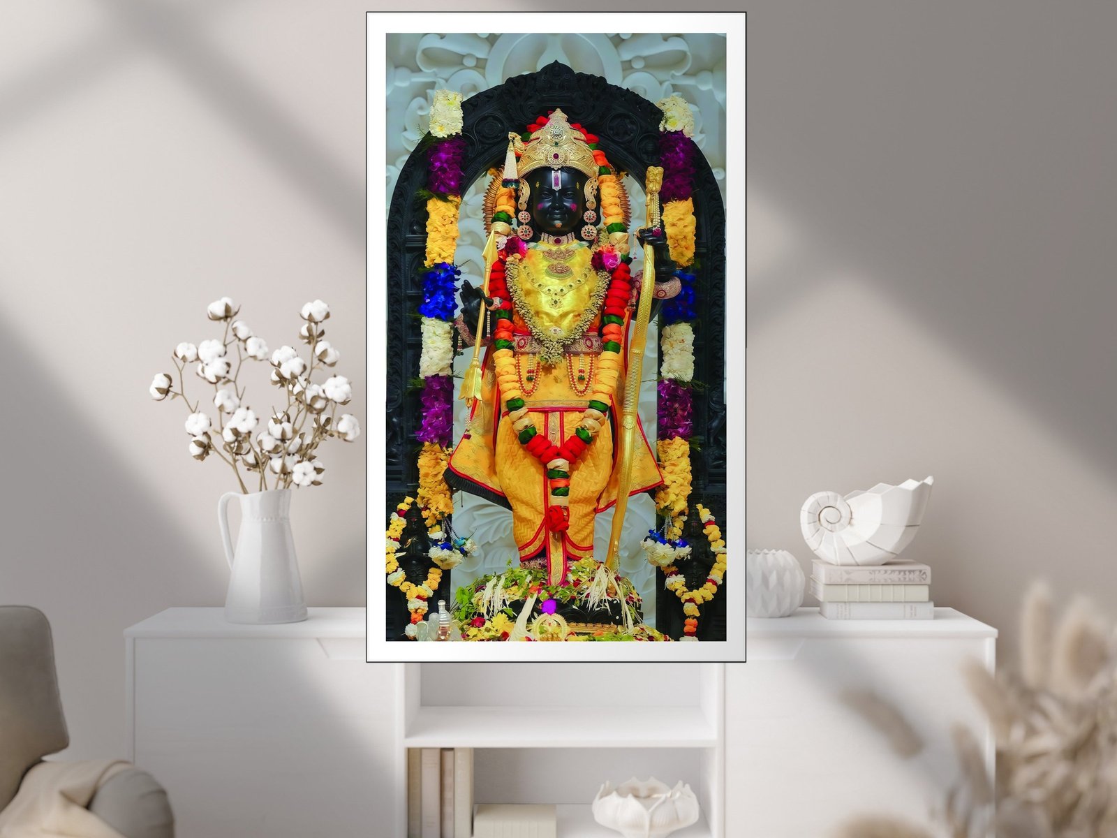 Lord Krishna Statue canvas wall art placement