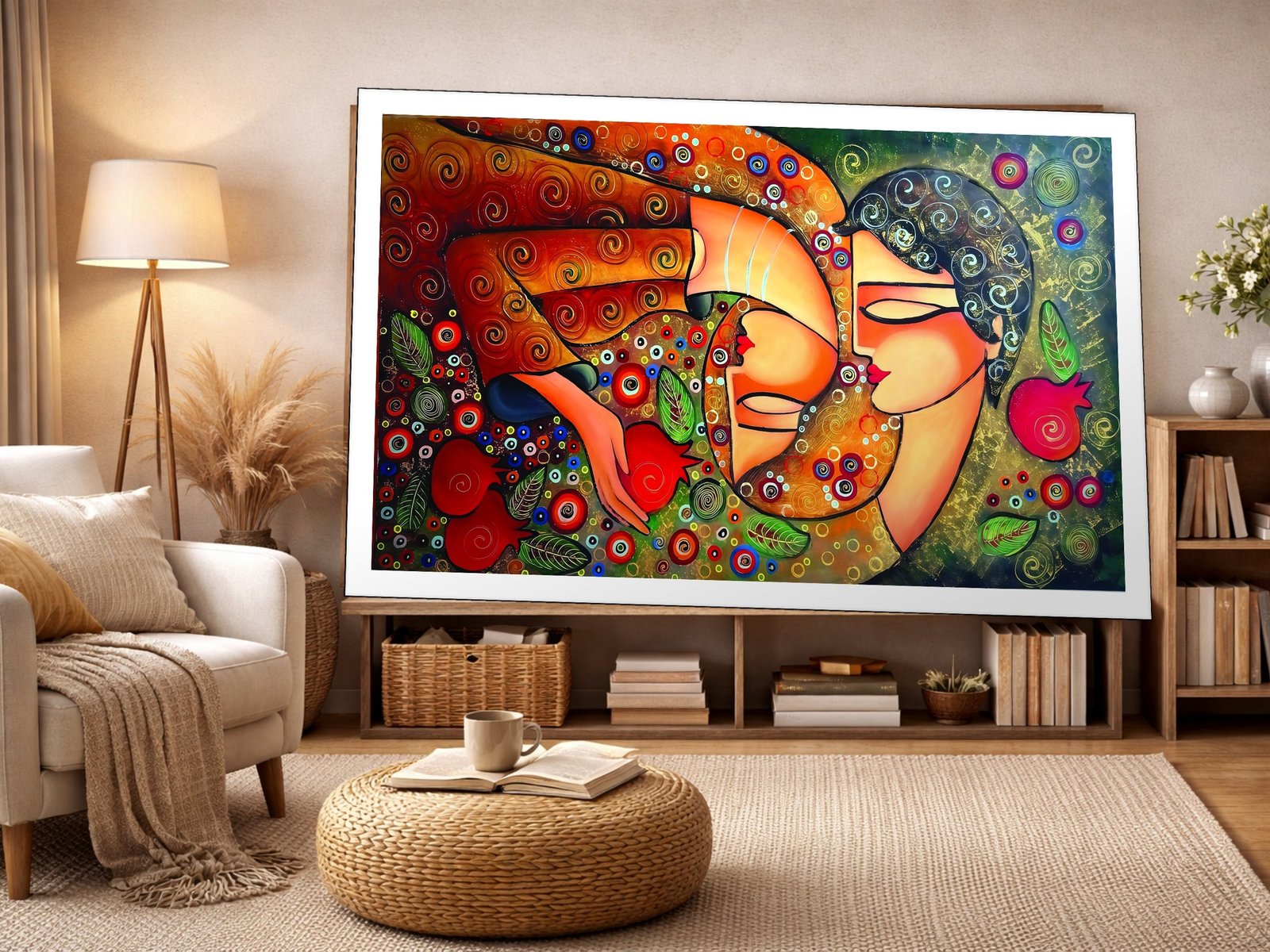 Pomegranate Goddess canvas wall art placement