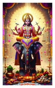 Goddess Lakshmi on Elephant Canvas Wall Art 3x4 Feet – Floating Frame – Premium Digital Canvas Print – Living Room & Home Spiritual Wall Décor