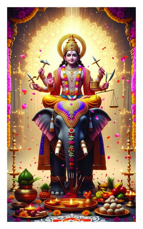 goddess lakshmi on elephant canvas wall art