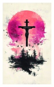 Crucifixion Scene Canvas Wall Art 3x4 Feet – Floating Frame – Premium Digital Canvas Print – Living Room & Home Spiritual Wall Décor