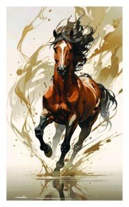 Running Brown Horse Canvas Wall Art 3x4 Feet – Floating Frame – Premium Digital Canvas Print – Living Room & गृह आध्यात्मिक दीवार सजावट