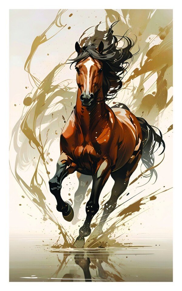 running brown horse canvas wall art