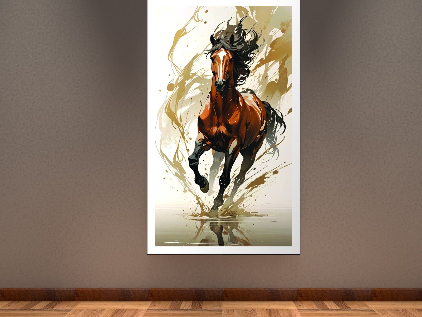 Running Brown Horse canvas wall art placement