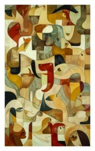 Geometric Animal Composition Canvas Wall Art 3x4 Feet – Floating Frame – Premium Digital Canvas Print – Living Room & Home Spiritual Wall Décor