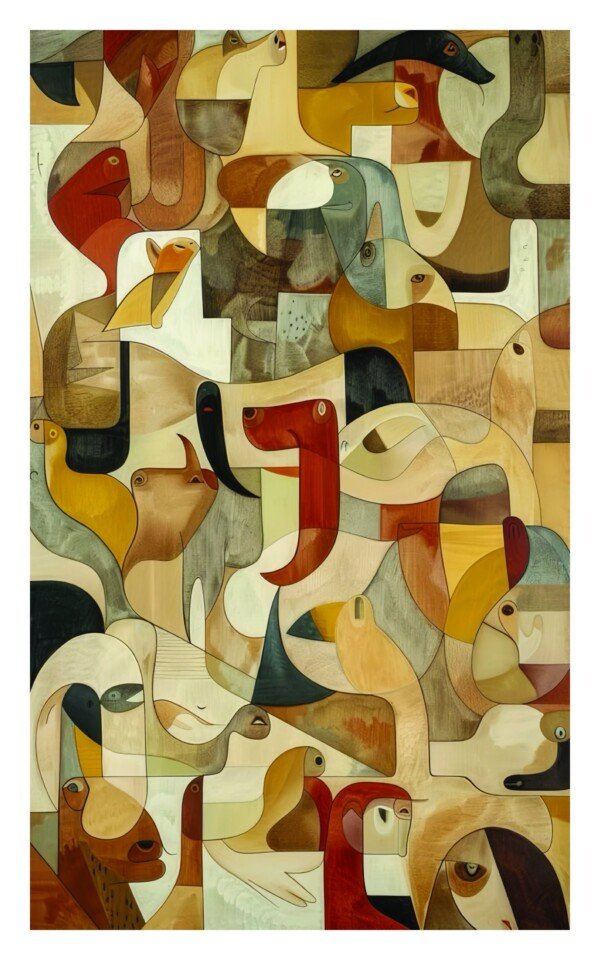 geometric animal composition canvas wall art