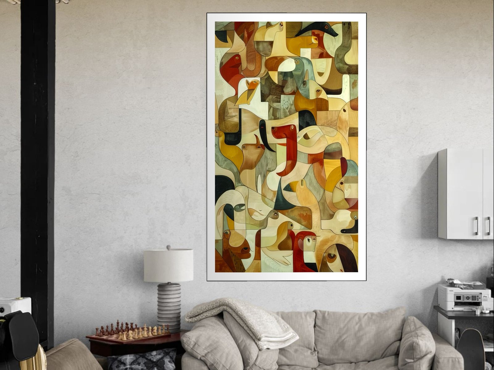 Geometric Animal Composition canvas wall art placement