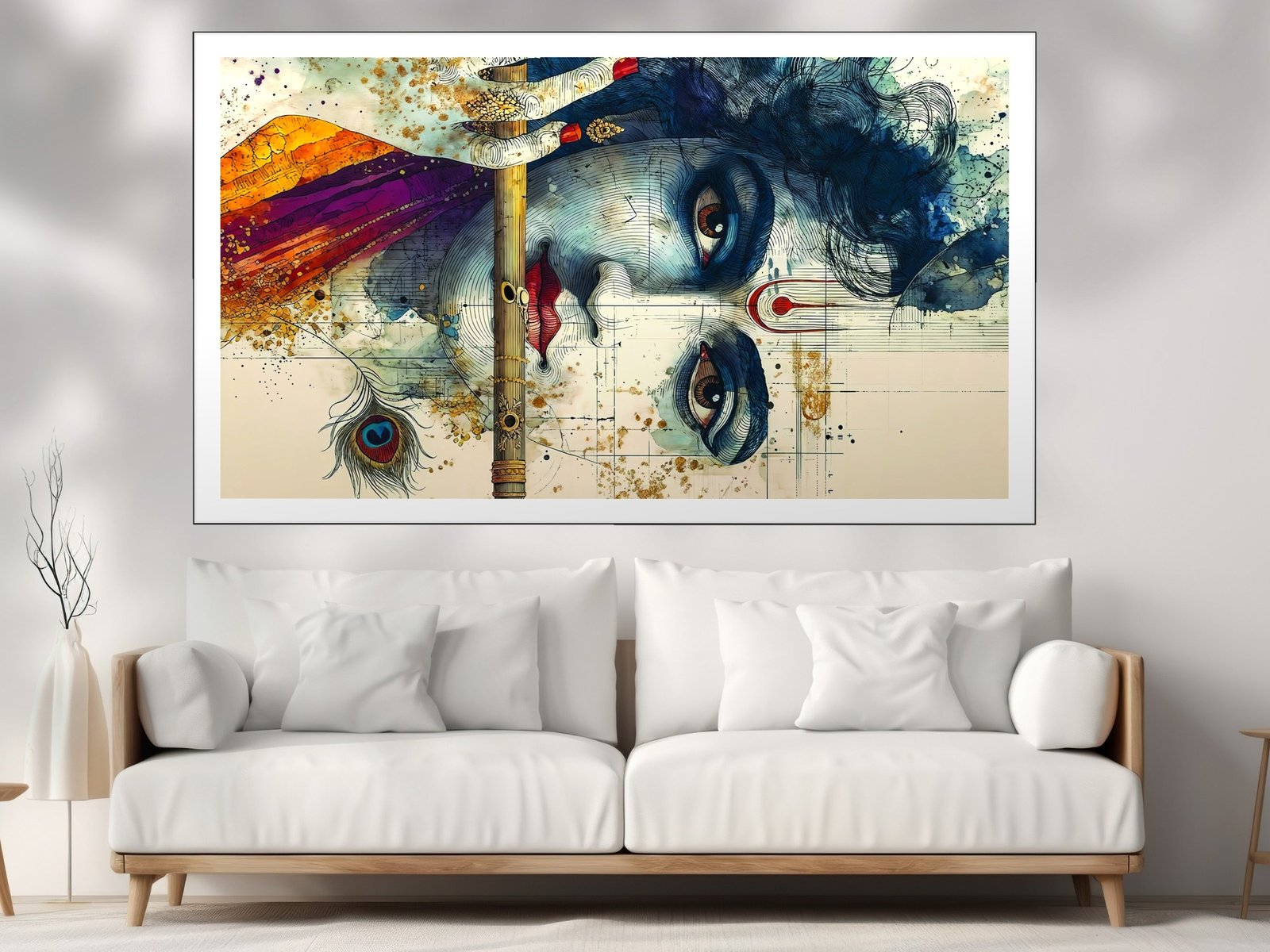 Krishna Playing Flute canvas wall art placement