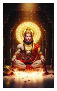 Hanuman Ji Sitting Pretty Canvas Wall Art 3x4 Feet – Floating Frame – Premium Digital Canvas Print – Living Room & गृह आध्यात्मिक दीवार सजावट