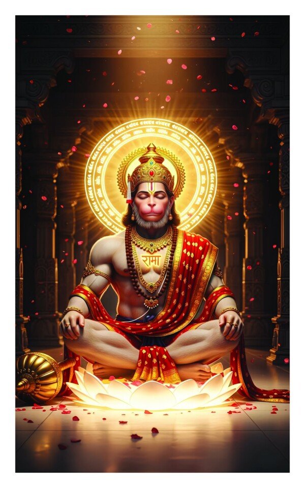 hanuman ji sitting pretty canvas wall art
