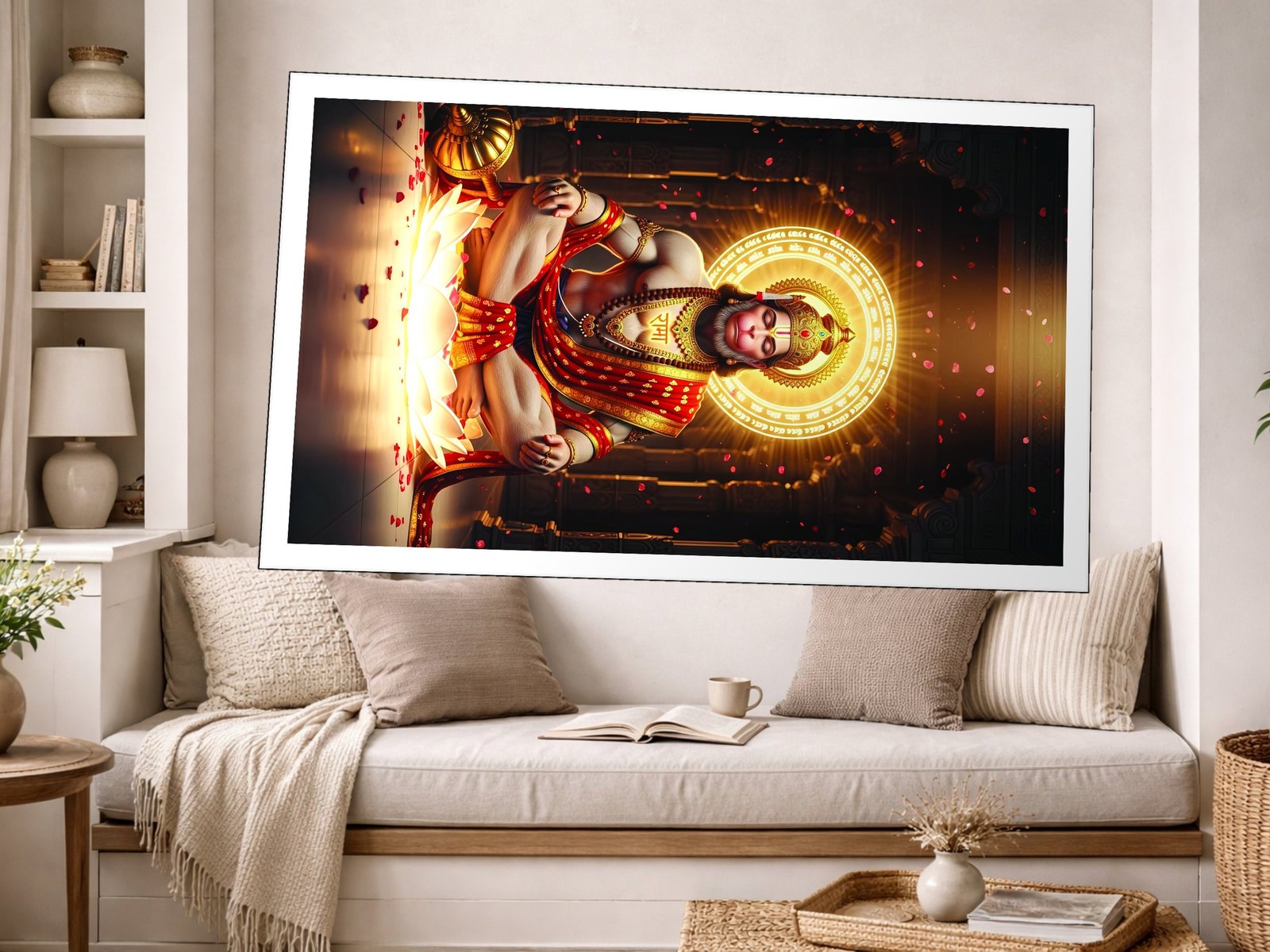 Hanuman Ji Sitting Pretty canvas wall art placement