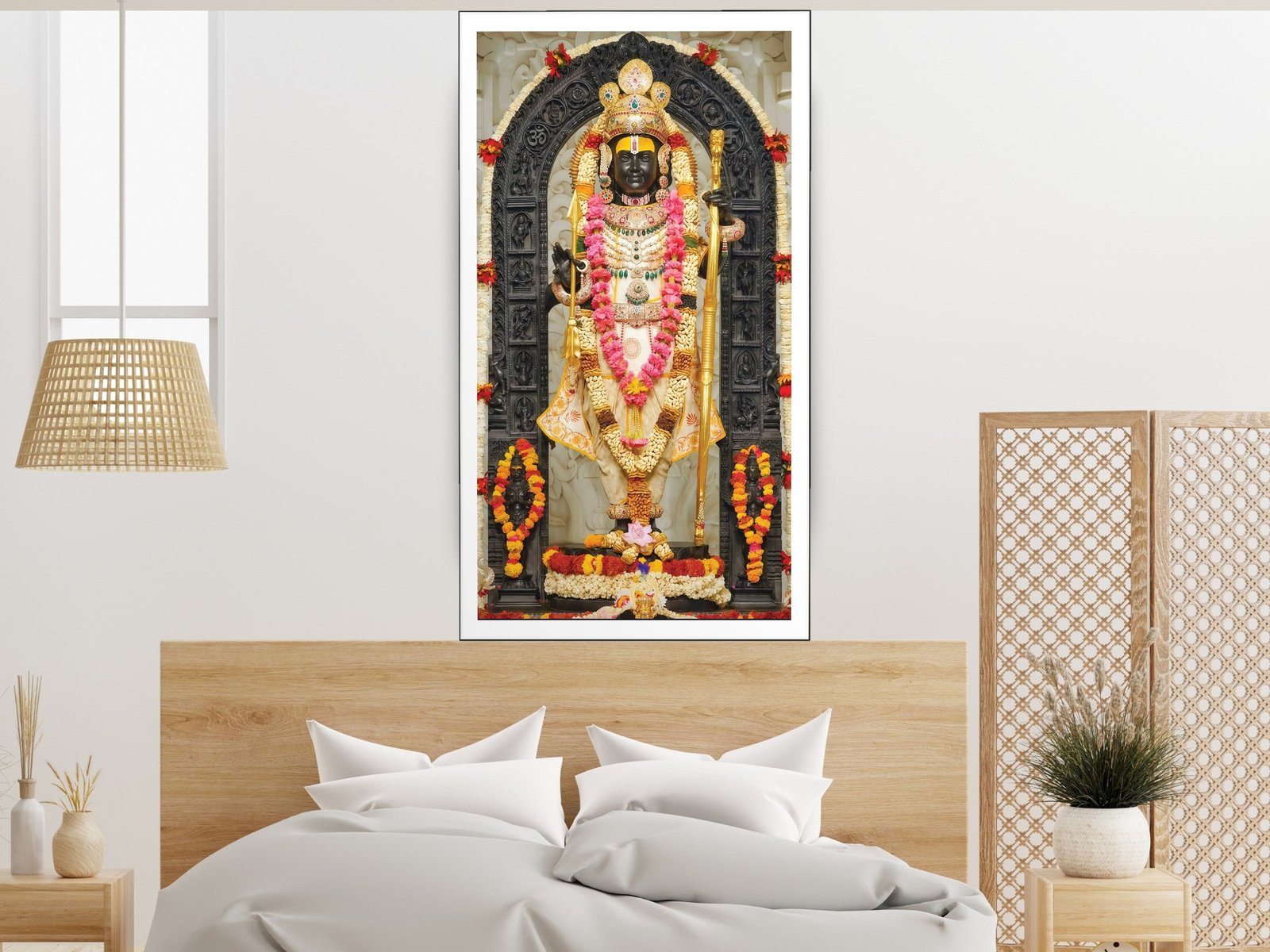 Lord Vishnu Statue canvas wall art placement