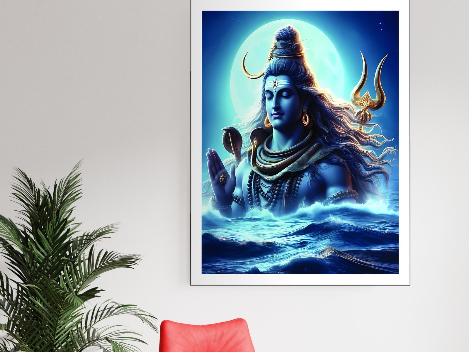 Shiva in the Sea canvas wall art placement