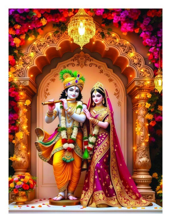 krishna and radha canvas wall art