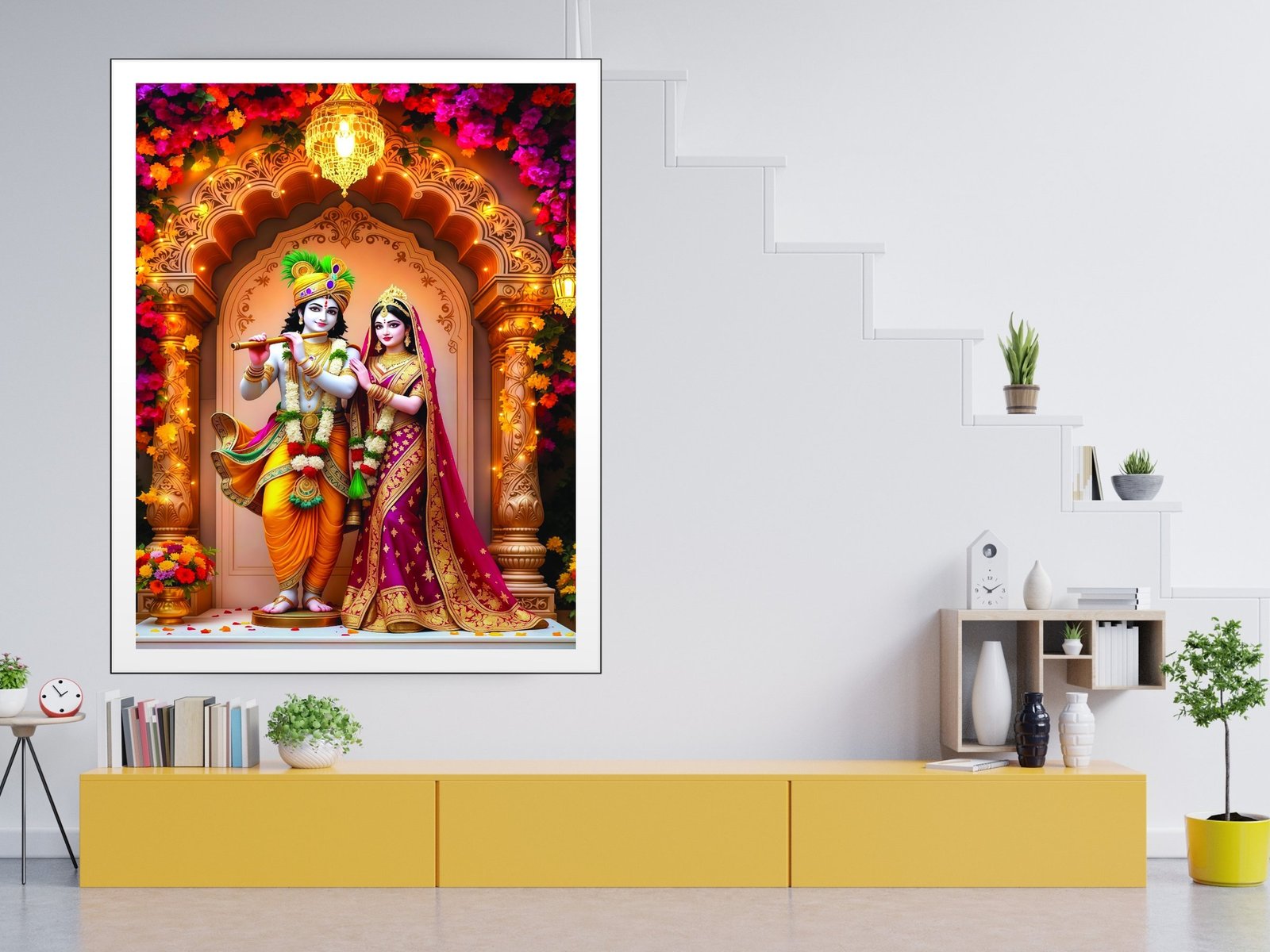 Krishna and Radha canvas wall art placement