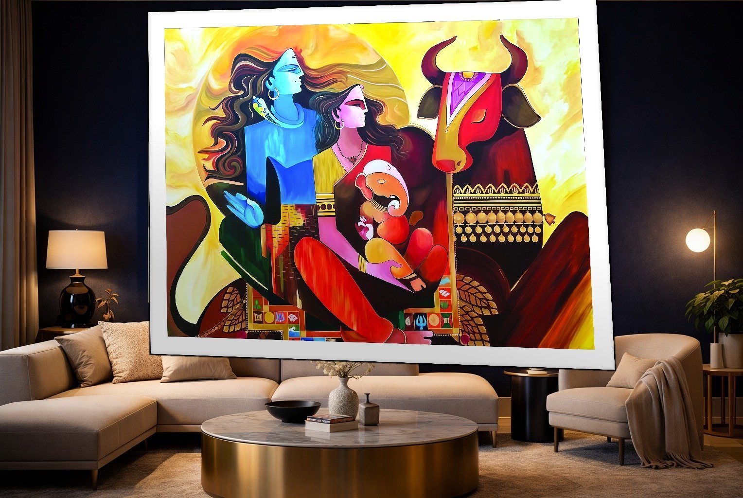 Shiva Family Art canvas wall art placement