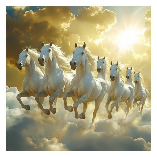 seven white horses canvas wall art