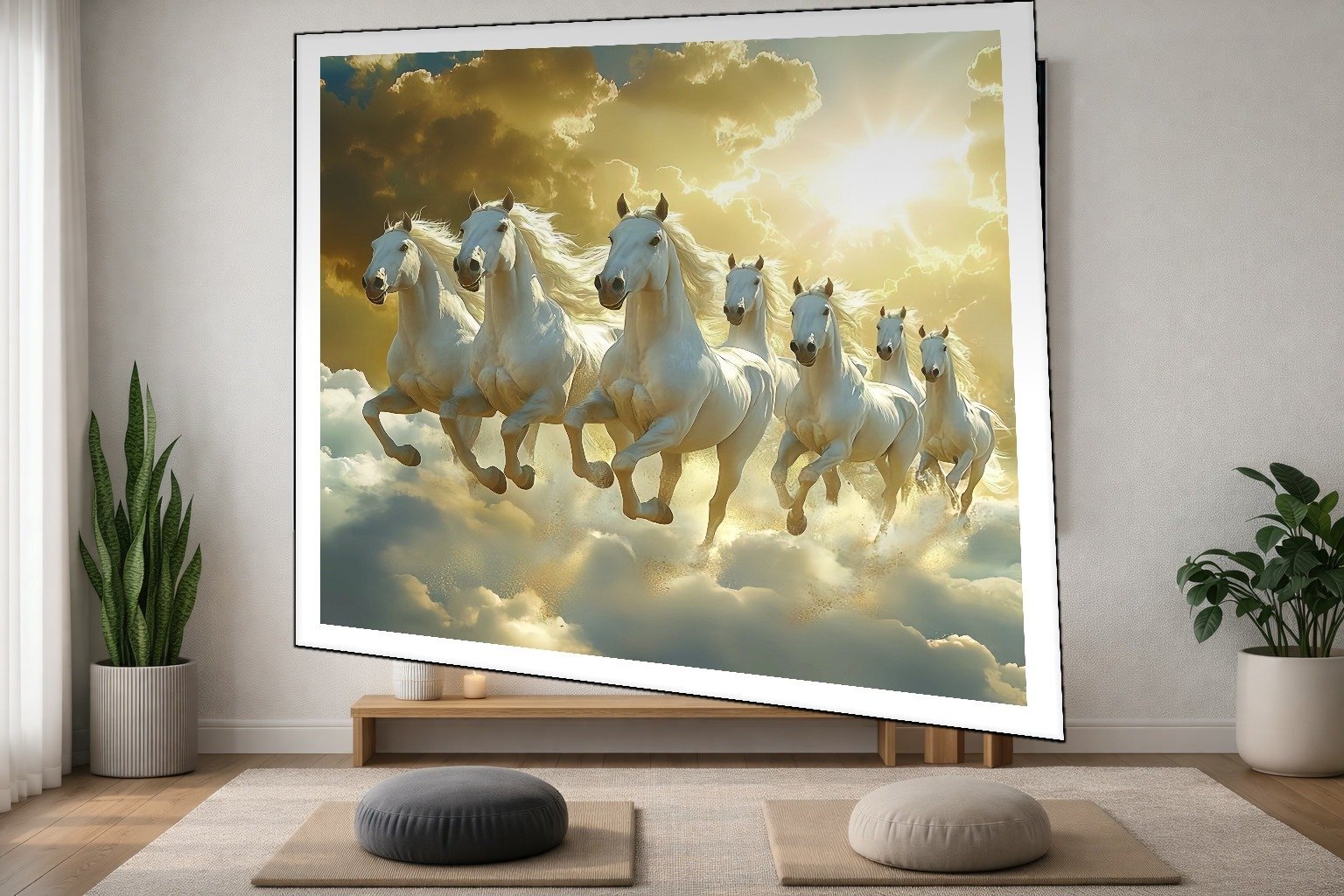 Seven White Horses canvas wall art placement