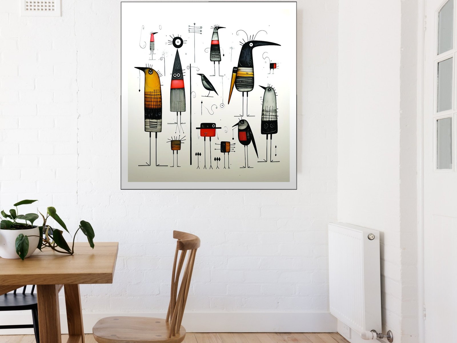 Whimsical Bird Creatures canvas wall art placement