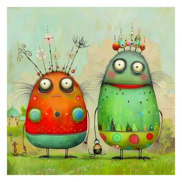 whimsy friends canvas wall art