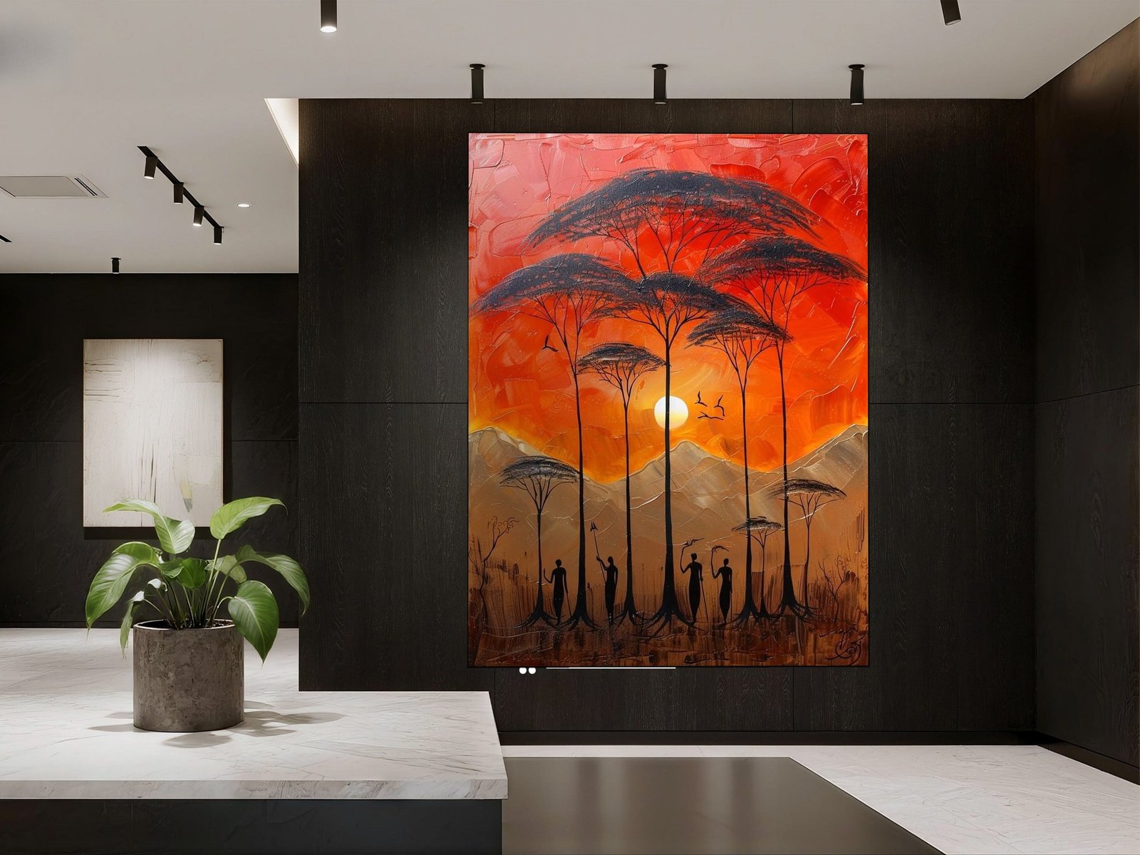 Savanna Sunset Silhouettes canvas wall art placement