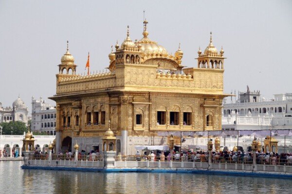 golden temple daylight canvas wall art