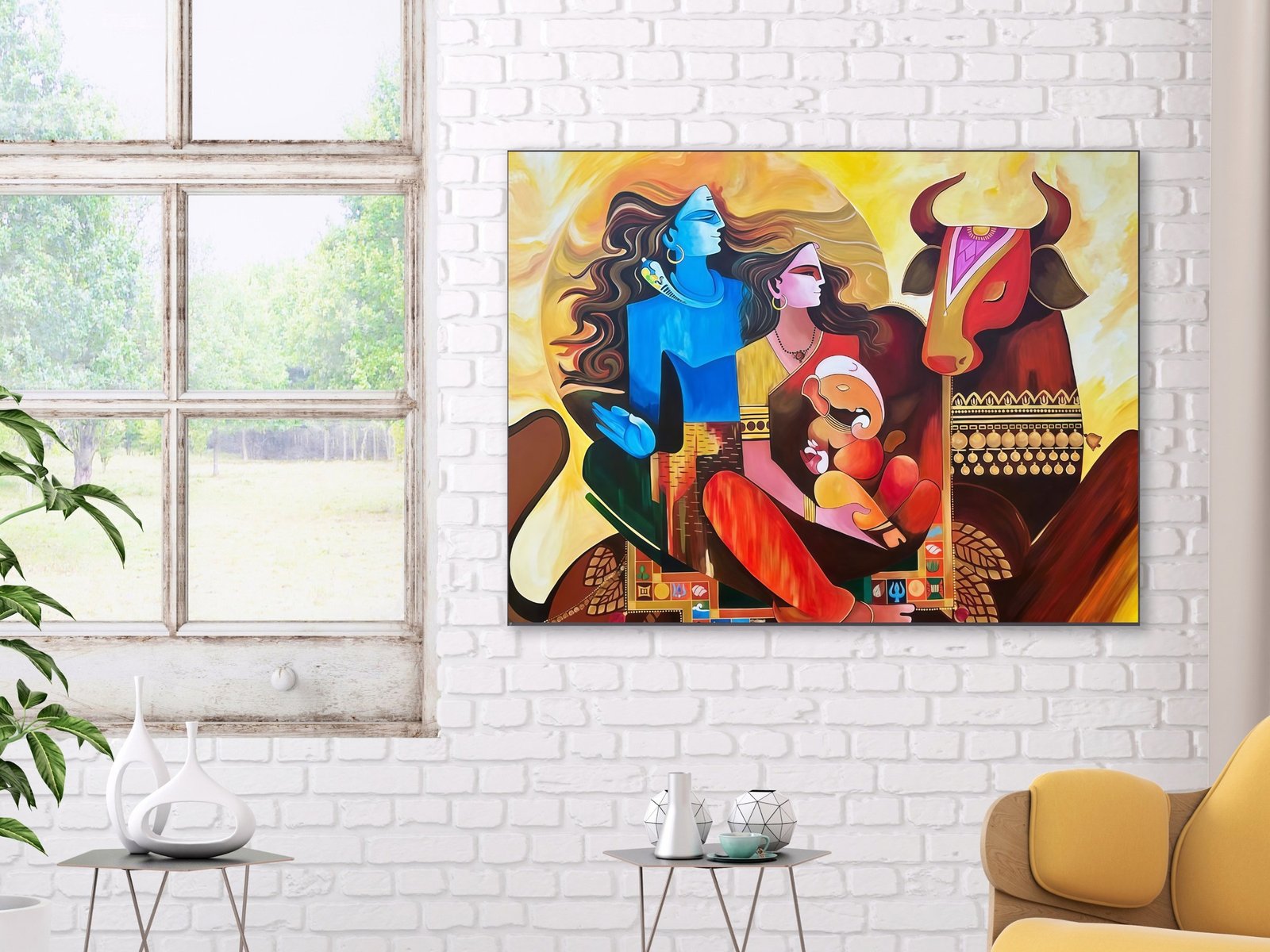 Shiva Family Art framed canvas wall art