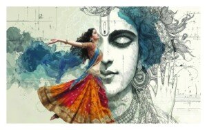 Dancing Lady Portrait Canvas Wall Art 3x4 Feet – Floating Frame – Premium Digital Canvas Print – Living Room & Home Spiritual Wall Décor