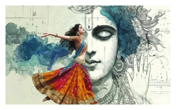 dancing lady portrait canvas wall art