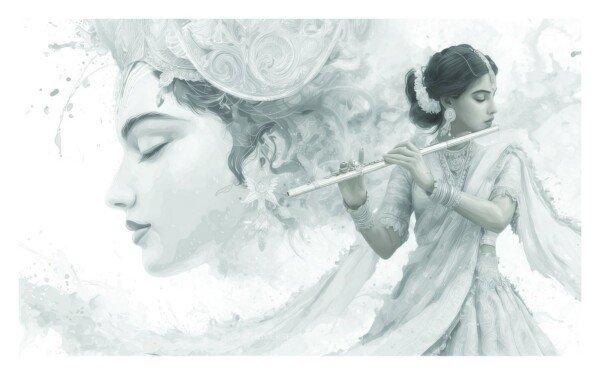 krishna flute player canvas wall art