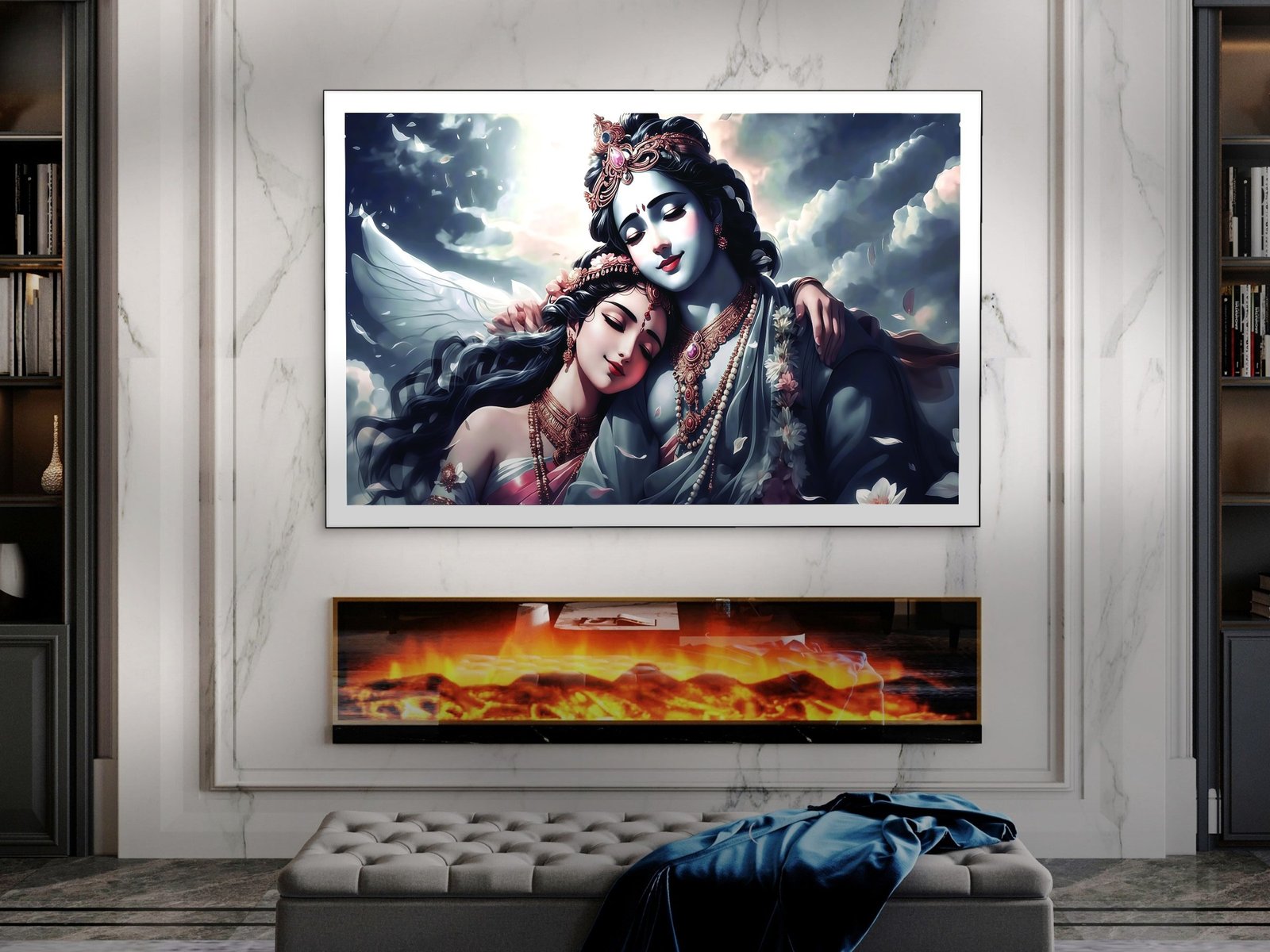 Radha Krishna Angel Embrace canvas wall art placement