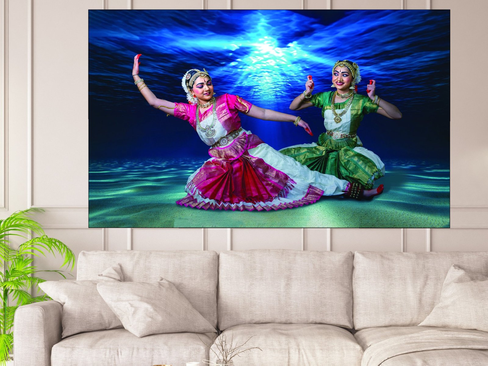 Dancers in Ocean Light framed canvas wall art