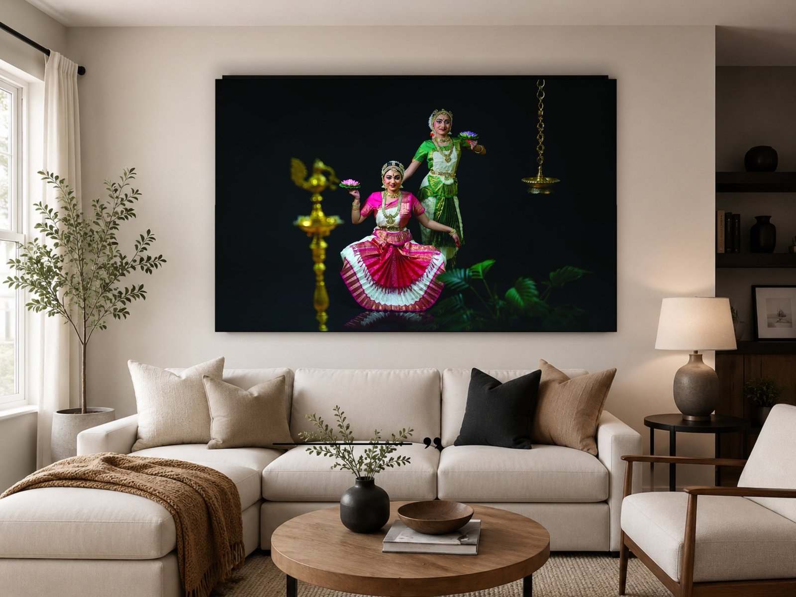 Dancers by the Lamp framed canvas wall art