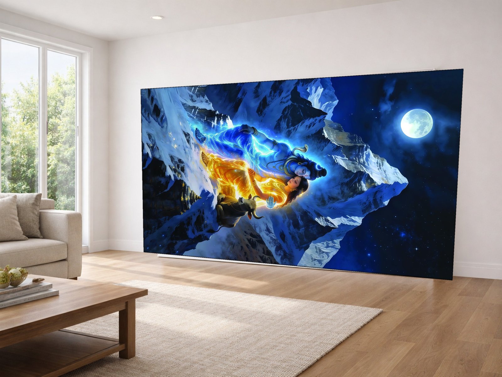 Shiva Parvati on Kailash canvas wall art placement
