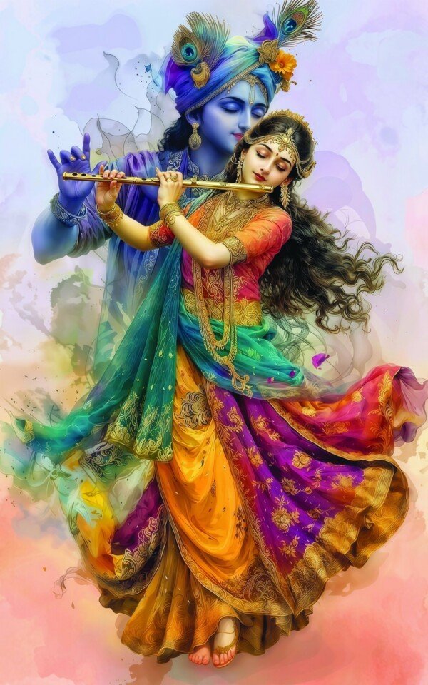 radha krishna melody swirl canvas wall art