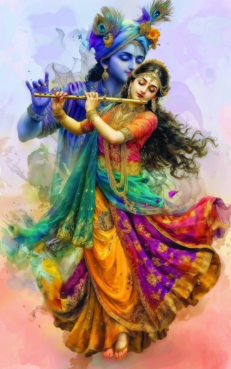 radha krishna melody swirl canvas wall art
