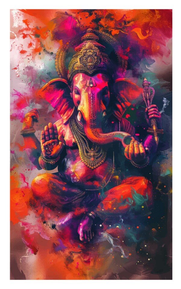 ganesha fire abstract canvas wall art