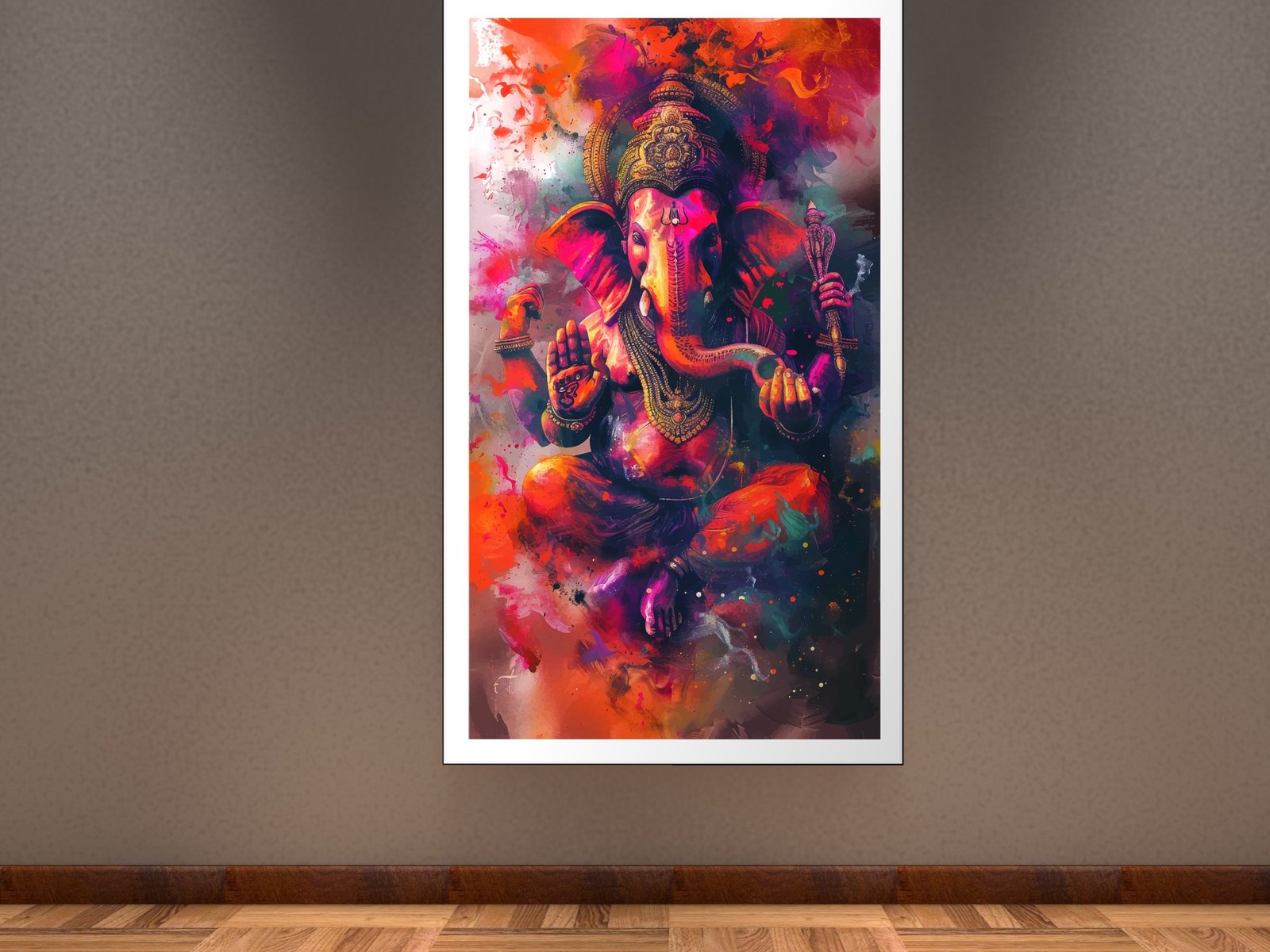 Ganesha Fire Abstract framed canvas wall art