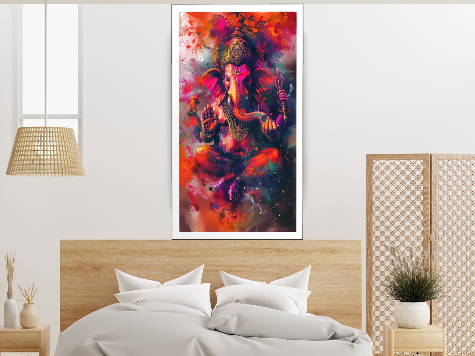 Ganesha Fire Abstract canvas wall art placement